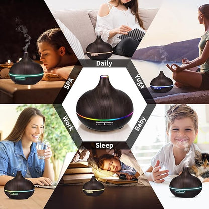 Aromatherapy Essential Oil Diffuser Set - 550ML Ultrasonic Humidifier