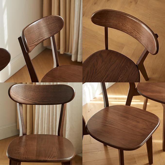 Hymus 100% Solid Oak Wood Dining Room Chairs - Practical Kitchen Chairs for Dining Room, Kitchen, Living Room (2, Walnut)