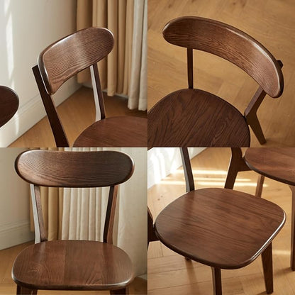 Hymus 100% Solid Oak Wood Dining Room Chairs - Practical Kitchen Chairs for Dining Room, Kitchen, Living Room (2, Walnut)