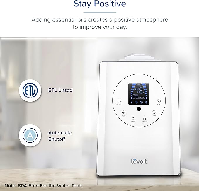 LEVOIT Humidifiers for Bedroom Large Room Home, 6L Warm and Cool Mist