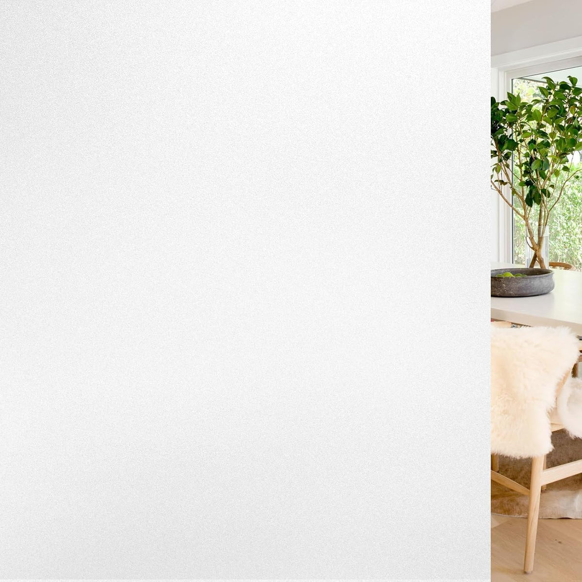 rabbitgoo Window Privacy Film, Non-Adhesive Frosted Glass Window Film for Bathroom, Static Cling Heat Blocking Stickers for Home Indoor Opaque Frosting Coverings House Tint, Matte White 17.5" x 118.1"