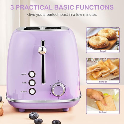 Roter Mond 2 Slice Toaster Retro Stainless Steel