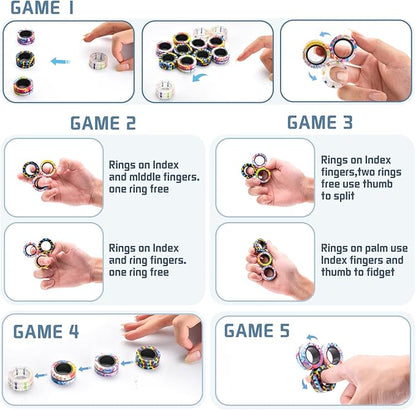 12Pcs Magnetic Adults Fidget Toys Rings, Stocking Stuffers