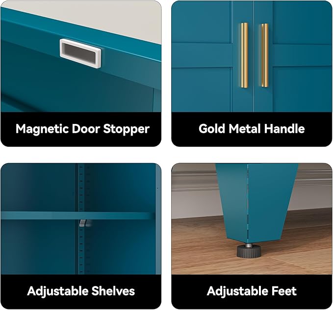 COFaR 71" Pantry Cabinet in Peacock Blue, 5-Tier Storage