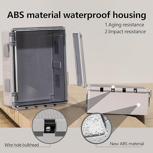 ABS Electrical Junction Box, Ventilated Design, Cable Grommets, IP65 Waterproof