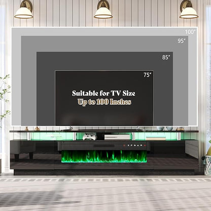 AMERLIFE 90" High Gloss 2 Tier TV Stand