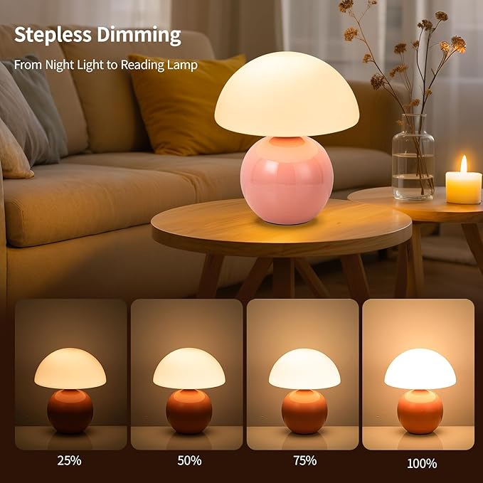 Mushroom Table Lamp, Ceramic Base