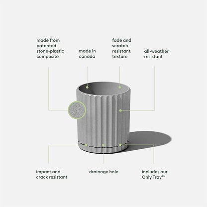 Veradek Demi Series Demi 6" Planter w/Tray - Grey, 2 Pack