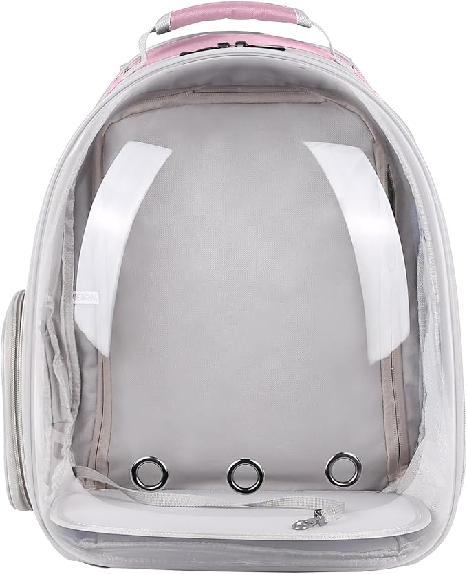 halinfer Dual Extension Pet Backpack Carrier for Large Cat and Small Puppy up to 20 Pounds, Clear Space Capsule Astronaut Transparent Bubble Window Pet Vet Travel Visit Bag