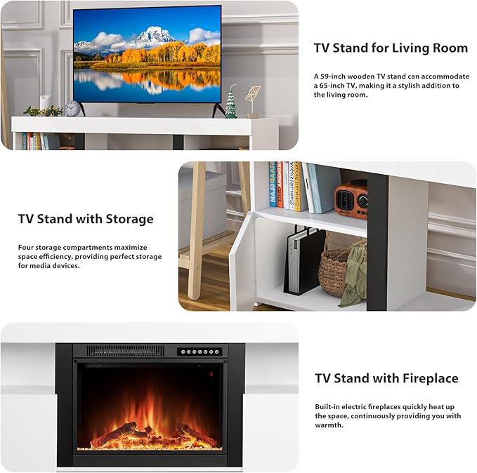 59" Electric Fireplace TV Stand