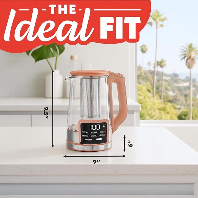 Gourmia Electric Programmable Glass Kettle – 1.7L Temperature Control Tea &