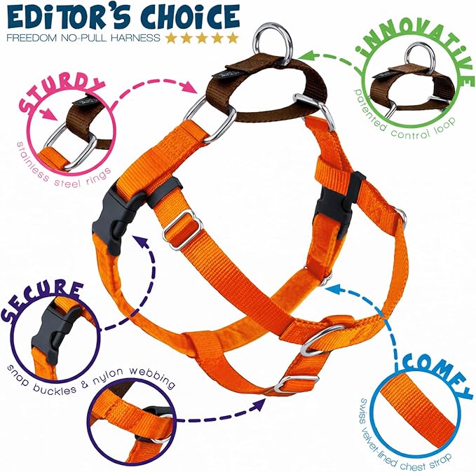 2 Hounds Design Freedom No Pull Dog Harness, 1 inch XXL, Rust | Discourages Pulling, Comfortable Control Adjustable Dog Harness for XXL Sized Dogs, Made in USA (Leash Not Included)