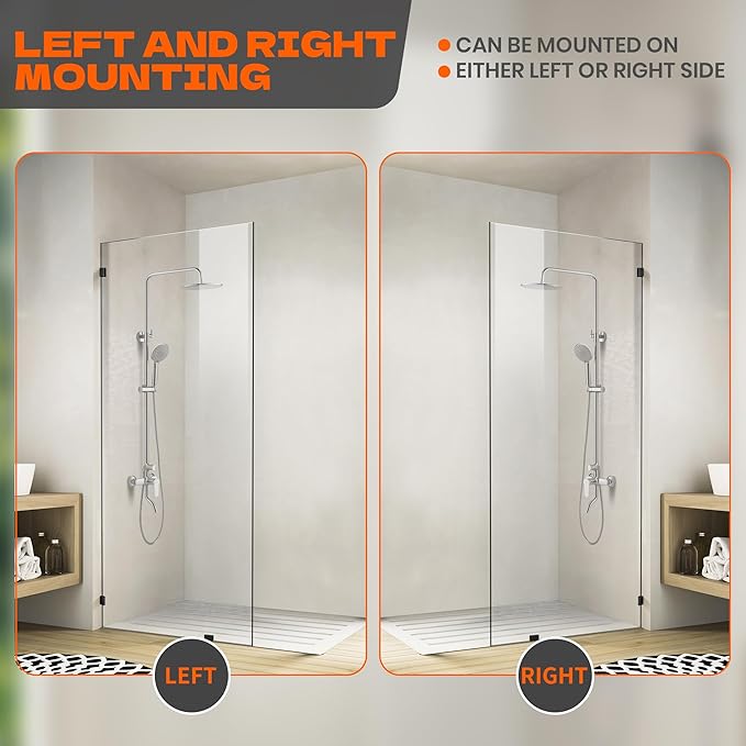 Bathroom Shower Door 12" W x 78.75" H, Frameless Fixed 3/8" Thick Clear