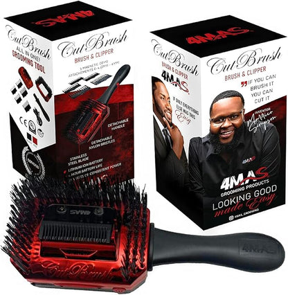 4MAS Self-Grooming CutBrush (Black and Red) Mod 3 with 5 Comb Attachments and Charging Cable