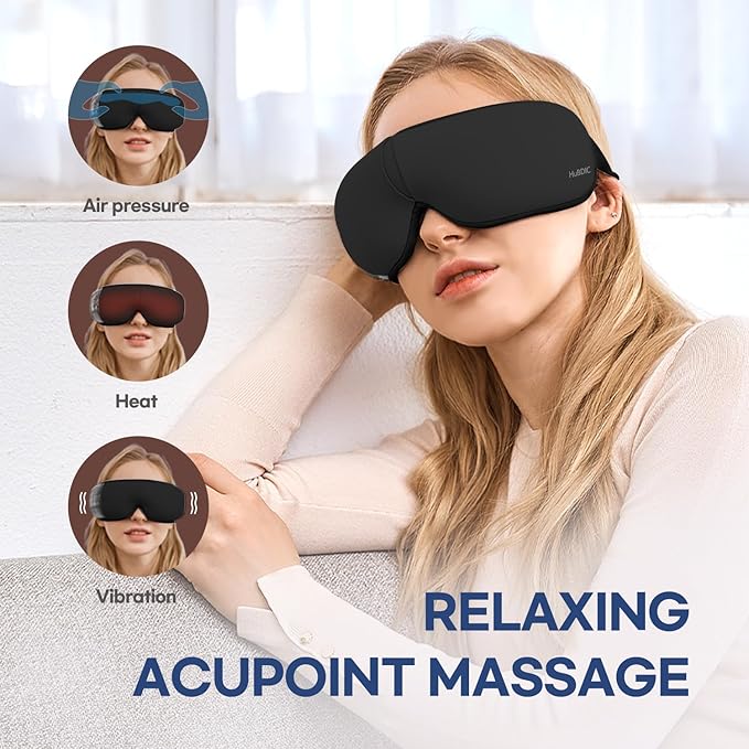 HubiCare Eye Massager with Heat, and Music Helps Relieve Strain, Dark Circles