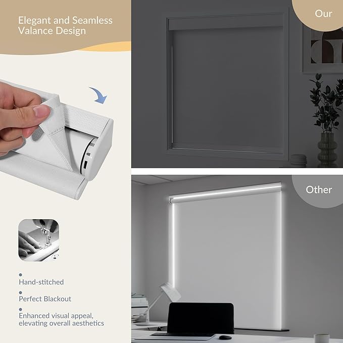 Boolegon Motorized Blinds with Remote, 100% Blackout Smart Electric Window