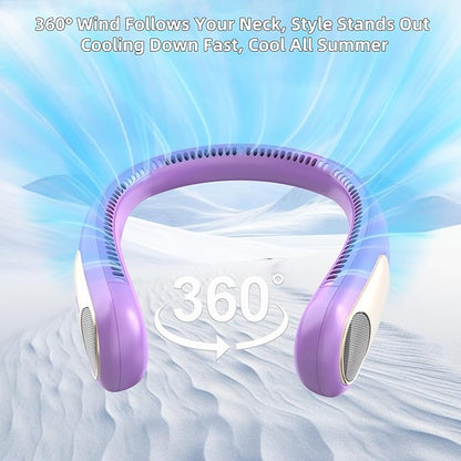 Portable Neck Fan, Personal Wearable Bladeless Fan, LED Display, 6000mAh USB