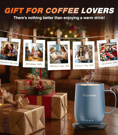 Kepwam Self Heating Coffee Mug T2, 16oz Smart Heated Coffee Mug, 150 Min