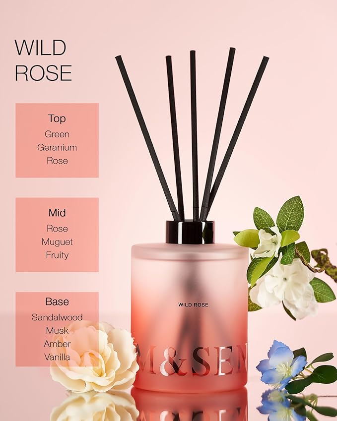 M&SENSE Wild Rose Reed Diffuser Set