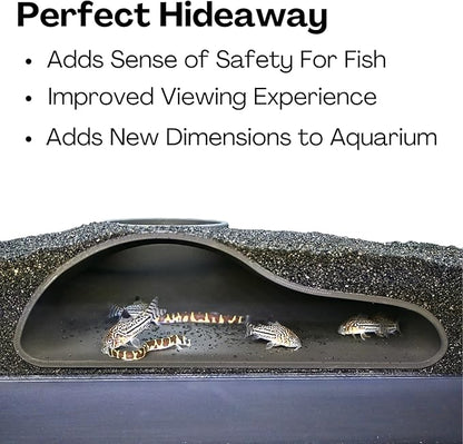 Aquarium Underground Tunnel Cave Natural Curve | Viewing Fish & Shrimp Under Gravel Tunnel | Fish Tank Decor Decoration Hideout Perfect for Corydora Catfish, Kuhli Loach, Clown Loach, Pleco