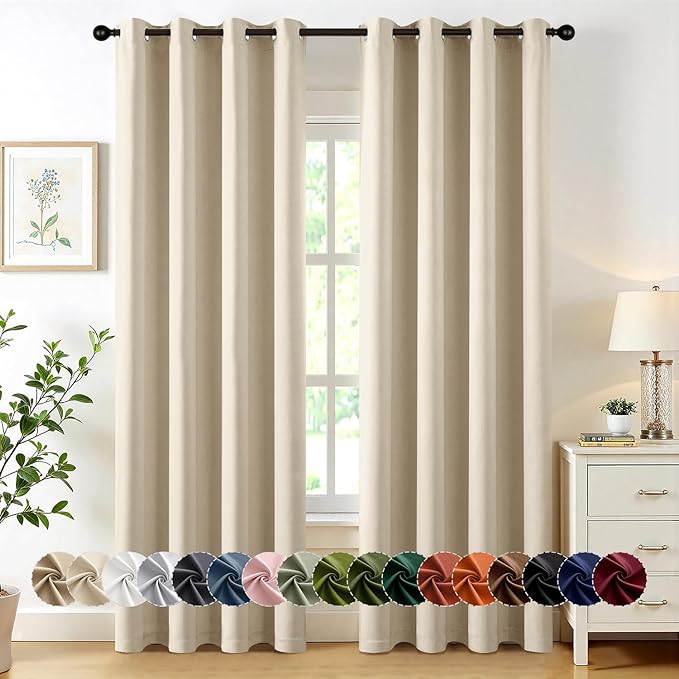 MIULEE Cream Beige Blackout Curtains