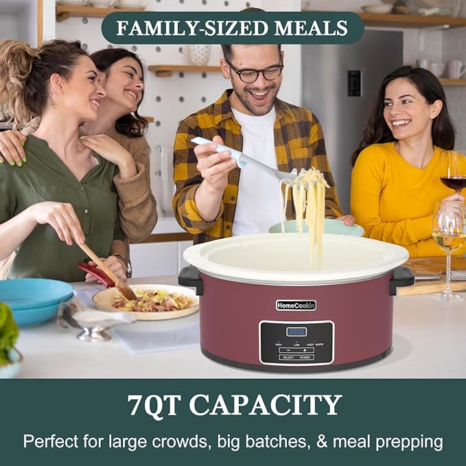 HOMECOOKIN 7-Quart Programmable Slow Cooker