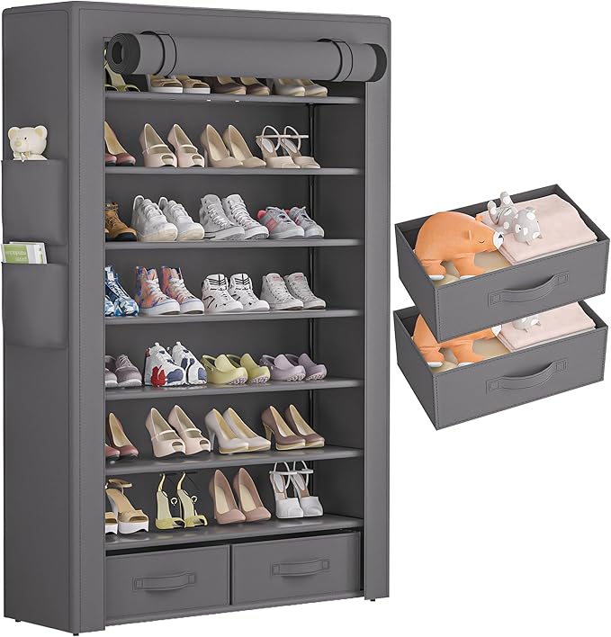 OYREL Shoe Rack Storage Cabinet 32 Pairs Organizer Shelf Tall