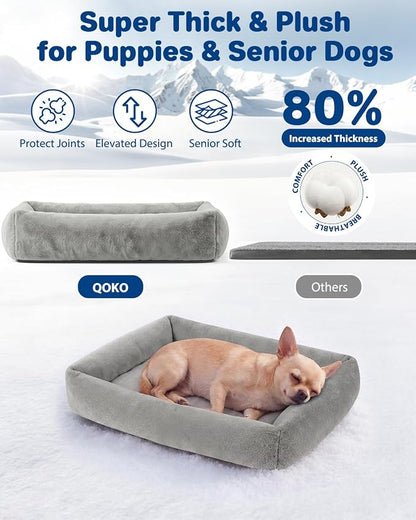 Cooling Dog Bed for Small Medium Cats - Removable Inner Cushion & Reversible Design (Ice‑Silk Cooling Layer | Sherpa Fleece Layer), Non‑Slip Bottom Washable Cooling Mat for Dogs Cats Crates 20" × 14"