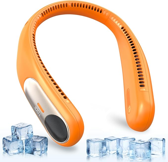 Portable Neck Fan, Personal Wearable Bladeless Fan, LED Display, 6000mAh USB