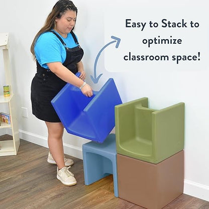 Children's Factory 3-in-1 Cube Chair for Kids, Flexible Seating Classroom Furniture, 1-Pack, Sky Blue