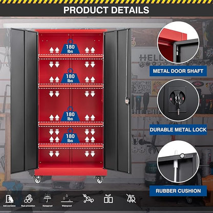 Metal Rolling Storage Cabinet-74.6” Tall Steel File Cabinets