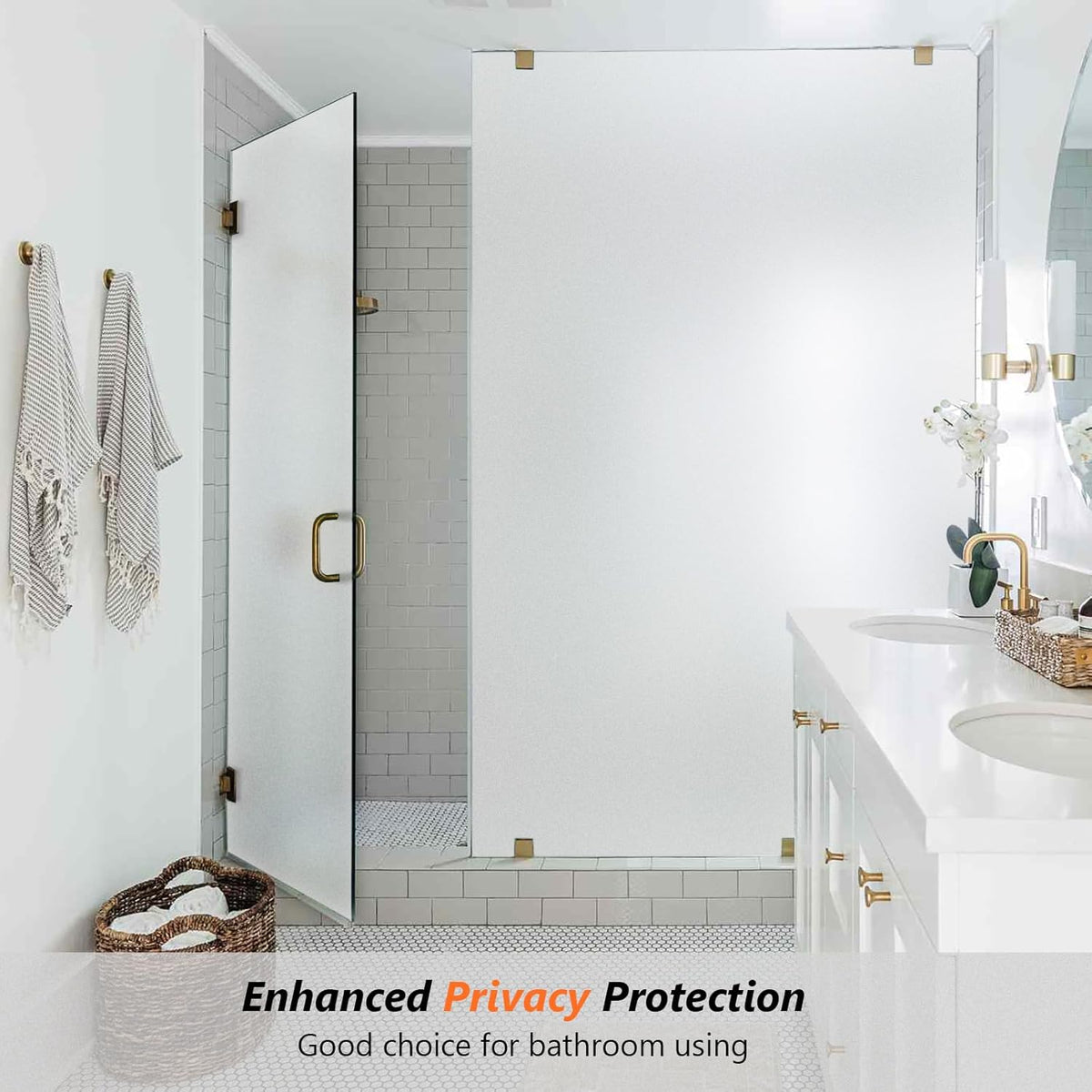 Kromapolis Window Privacy Film Frosted Glass Window Film, Heat Blocking Privacy Film for Glass Windows, Static Cling Non-Adhesive Frosting Window Stickers for Door Home (Frosted, 29.5 x 157.4 inch)