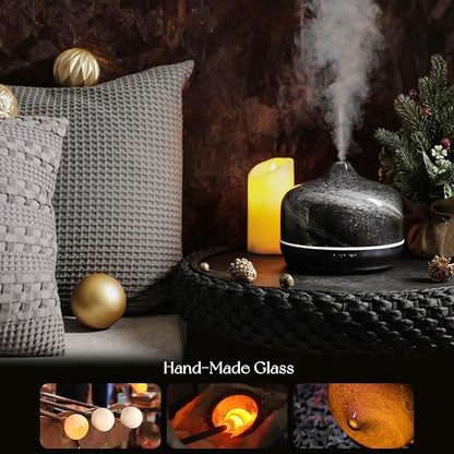 Porseme 500ml Glass Essential Oil Diffuser Aromatherapy Ultrasonic Cool Mist