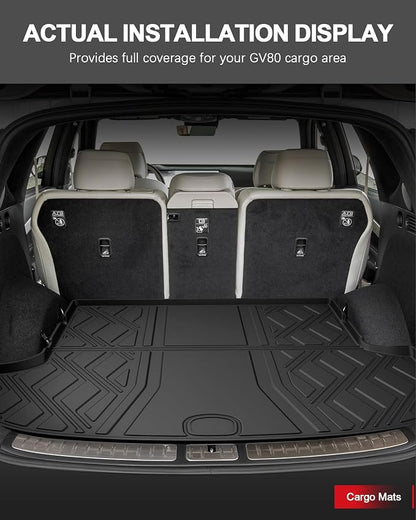 Floor Mats for Genesis GV80 2021-2025 5 Seats Only (Not for Coupe), All Weather TPE Floor Liners Cargo Mat GV80 Accessories Odorless Anti-Slip Cargo Liner Trunk Tray Protector