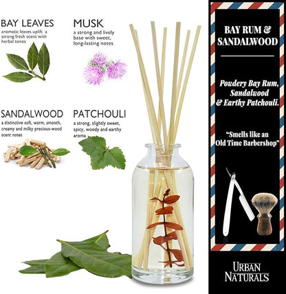 Urban Naturals Bay Rum & Sandalwood Reed Diffuser Scent Sticks Gift Set |