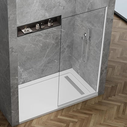 35"x74" Semi-Framed Shower Screen, Single Fixed Shower Glass Panel