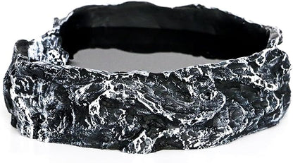 Reptile Feeding Dish Bowl,Reptile Rock Food/Water Dish for Reptiles,Amphibians,Bearded Dragon,Lizard,Frog,Gecko,Tortoise,Hermit Crab and Other Little Critters,Made from Premium Resin(Large Size)