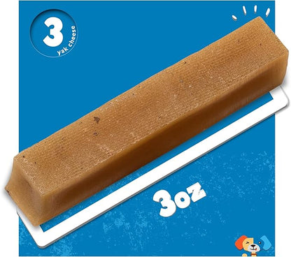Jack&Pup Yak Cheese Himalayan Dog Chews | Dog Yak Chews for Large Dogs Aggressive Chewers | Hard Yak Cheese Stick (9oz, 3 Pack)
