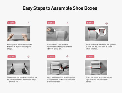 Kuject X-Large Shoe Storage Boxes Organizers Clear Plastic Stackable 12 Pack