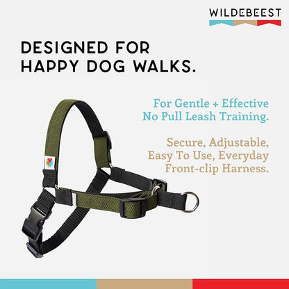 No Pull Dog Harness | Comfortable Training Harnesses | Effective No Pull Harness Design | Ideal for Medium Sized Dog | 4-Point Adjustable(M - 22~28 inch Girth, Olive)