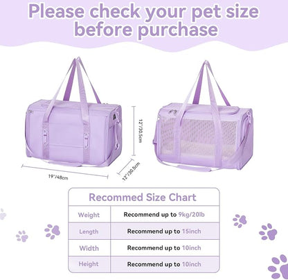 PETSFIT Large Cat Carrier with Patented Safety Buckles,Big Cats Up to 20 lb | Secure Carrier for Safe Driving, Lockable Zippers, Safety Tether, Travel Pet Carrier for Trips & Vet Visits, 19 x 12 x 12