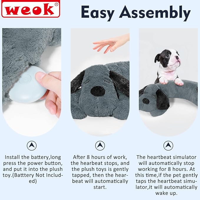 Puppy Heartbeat Toy for Separation Anxiety Relief, Heartbeat Stuffed Animal Anxiety Calming Behavioral Aid Plush Toy for Dogs Cats Pets