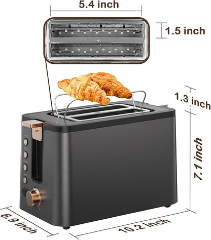 Mecity Toaster 2 Slice Stainless Steel Body Timer, Bagel/Defrost/Reheat/Cancel