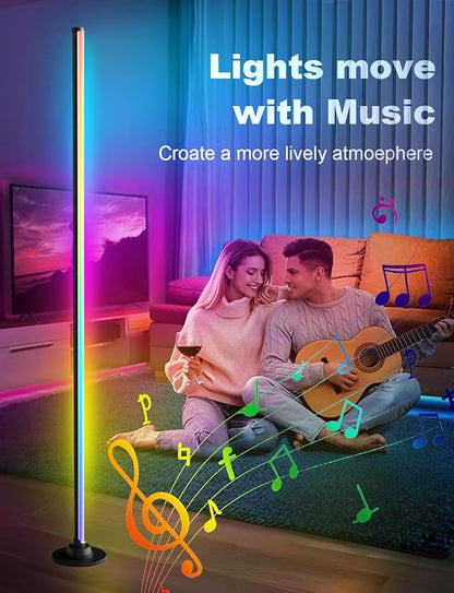 Floor Lamp with RGB,Smart LED Corner Lamp with16-Million Colors / 234-Dynamic Lighting / 8-Music Sync/Timer Setting/App&Remote Control,Ideal for Living Room, Bedroom, Gaming Room-Black
