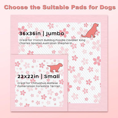 MIZOK Pink Puppy Pads with Adhesive Tabs Disposable Pee Pads 36x36in 100Ct | Giant Potty Pads Feature Sticky Corners and Extra Thick Layers Ideal for Multiple Pets or Big Dog Poop Pads Needs