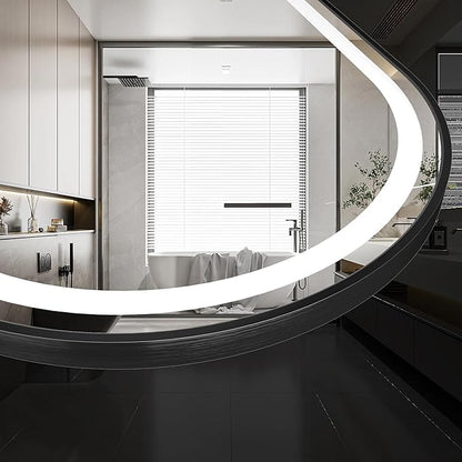 24x36 inch Black Tempered Glass LED Arched Mirror
