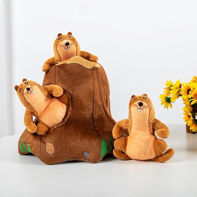 Hollypet Hide and Seek Squeaky Dog Toy, Designed Interactive Puzzle Plush Stuffed Puppy Toys, Moles
