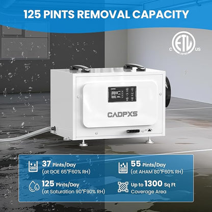 CADPXS Crawl Space Dehumidifier, 125 Pints Commercial Dehumidifiers