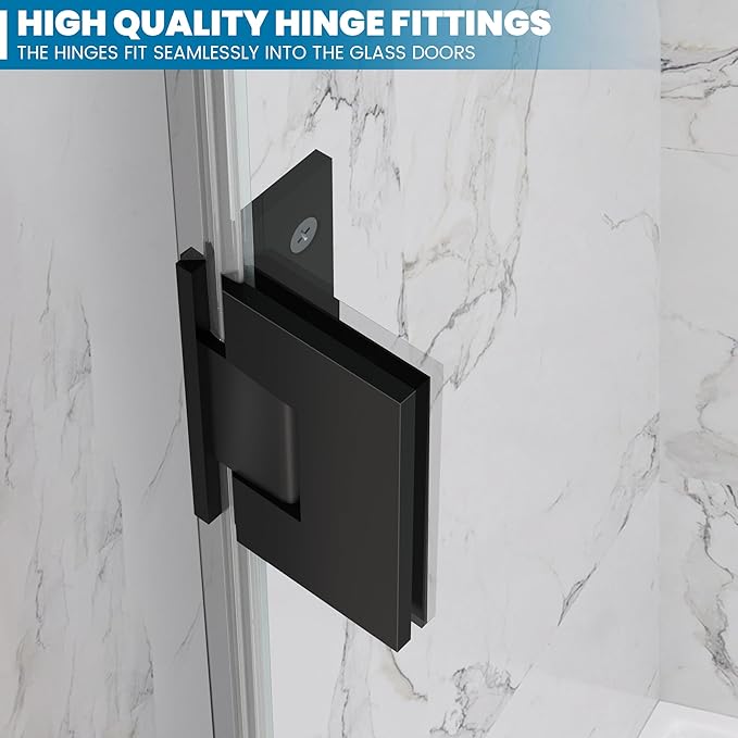 Bathroom Frameless Shower Door 36" W*72" H, 5/16" Clear Tempered Glass Hinged