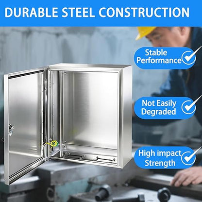 Electrical Enclosure 20x16x8, 304 Stainless Steel Enclosure IP66 Waterproof and